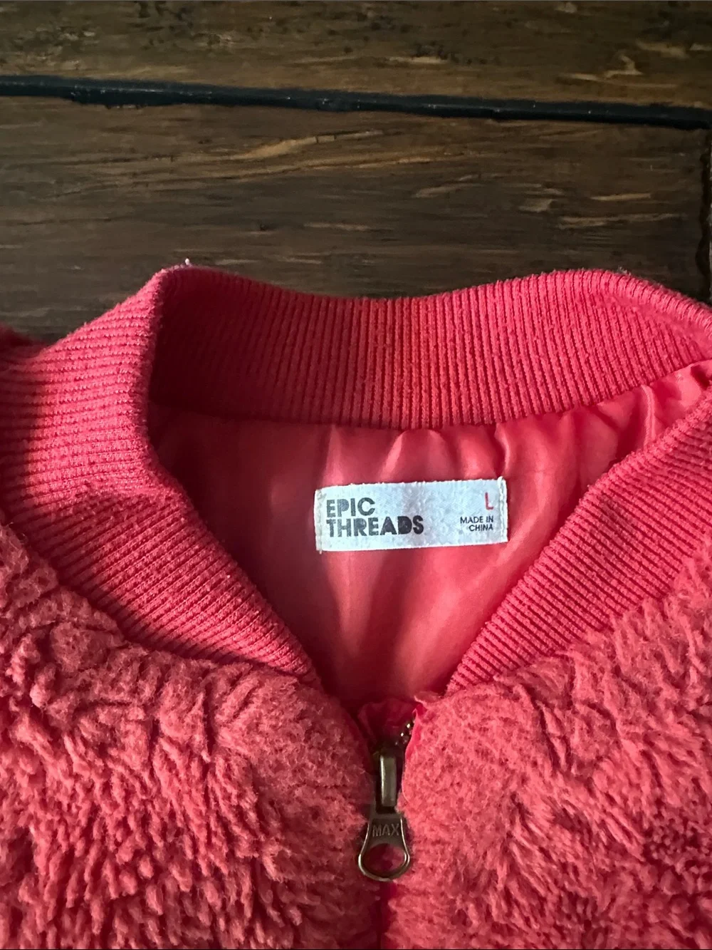 Cozy Plush Zip-Up Jacket in Red